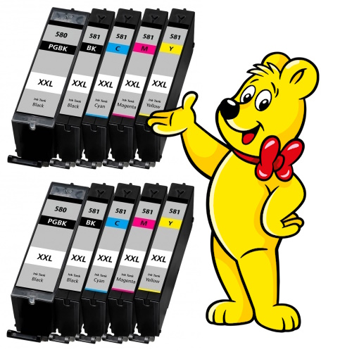 2x Multipack 5ks Canon CLI-581 XXL a PGI-580 XXL - kompatibilní + HARIBO 175g
